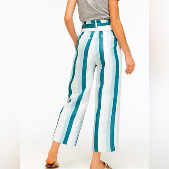 J. Crew Linen Paper Bag High Waist Belted Cabana Pants - Picture 2 of 7